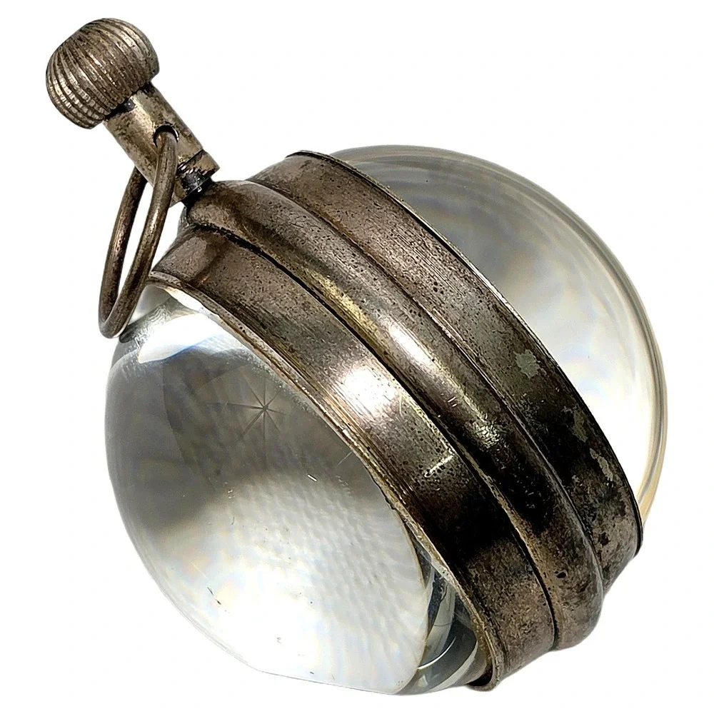 781 Soldiers Watch Silver Floral Pocket Ball Globe Desk Quartz Timepiece Swiss
